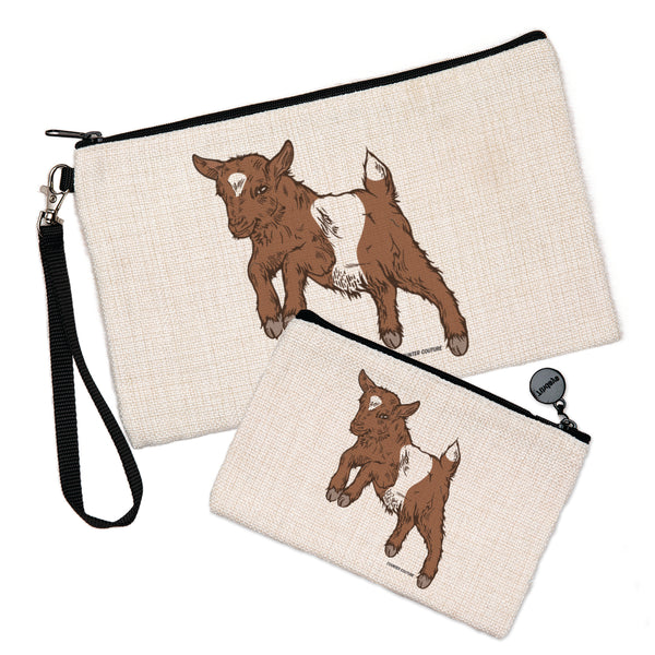 Cute Baby Goat Zipper Pouch by Counter Couture, perfect as a cute coin purse.