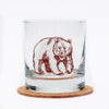Grizzly bear whiskey glass on a white background.
