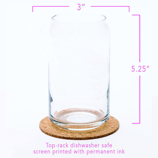 Beer Can Glass with Dimensions