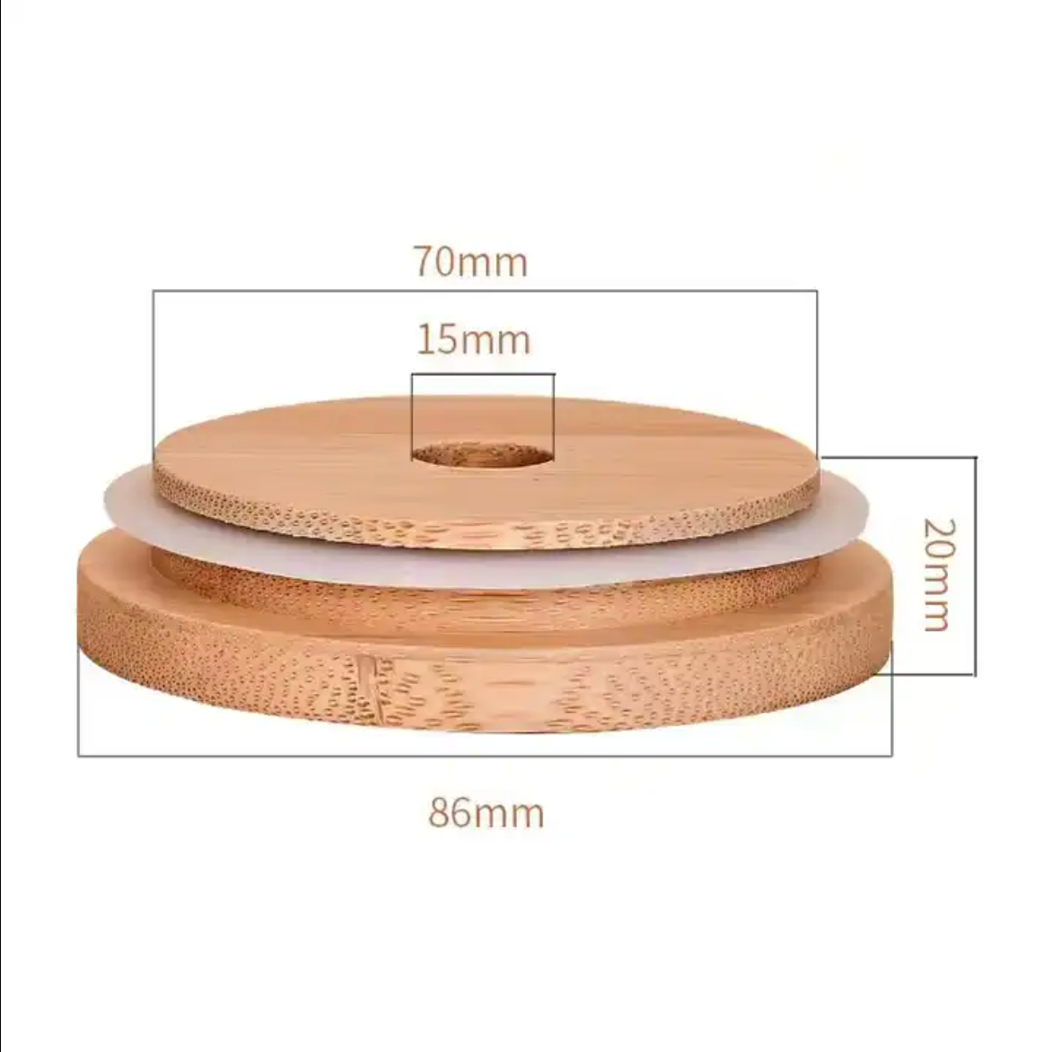 Dimensions of bamboo lid and straw shown clearly, detailing size and materials, a product idea from Counter Couture.