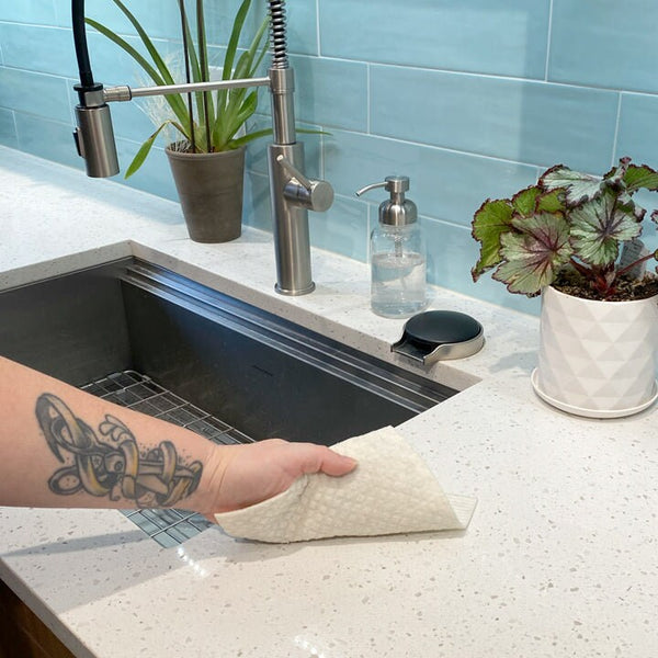 Stylish Gnome Swedish Dish Cloth designed with a playful gnome graphic, ideal for adding a fun touch to your kitchen.