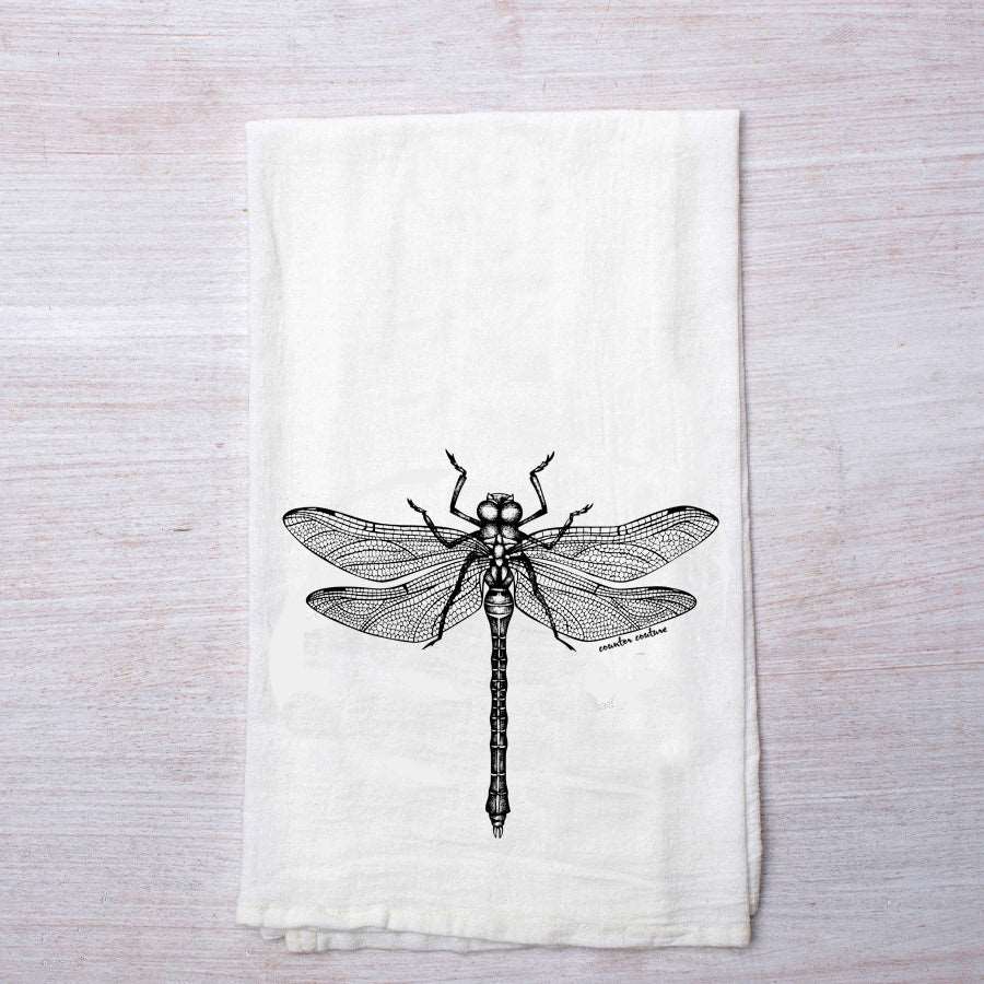 Dragonfly Flour Sack Towel - Cottagecore - Kitchen Towel - Printed Tea Towel - Counter Couture