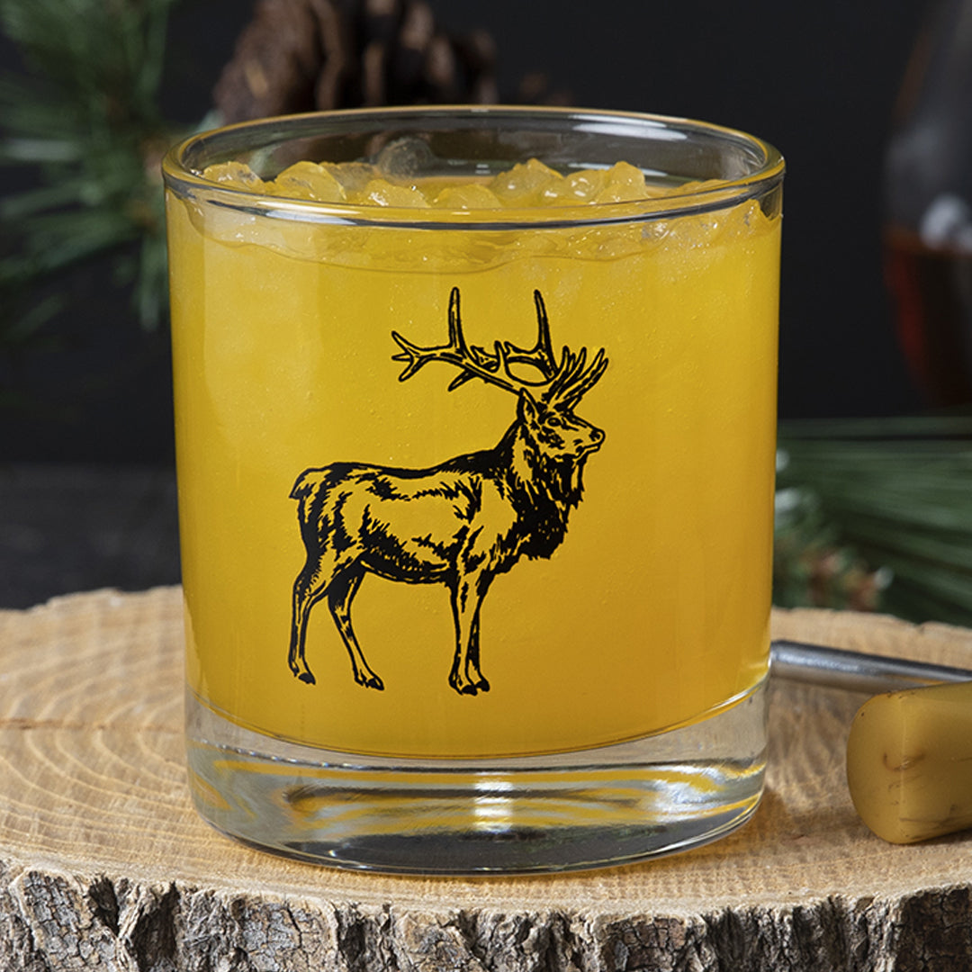 Stylish Elk Rocks Glass showcasing intricate design perfect for cocktails, featuring a durable build for everyday use.
