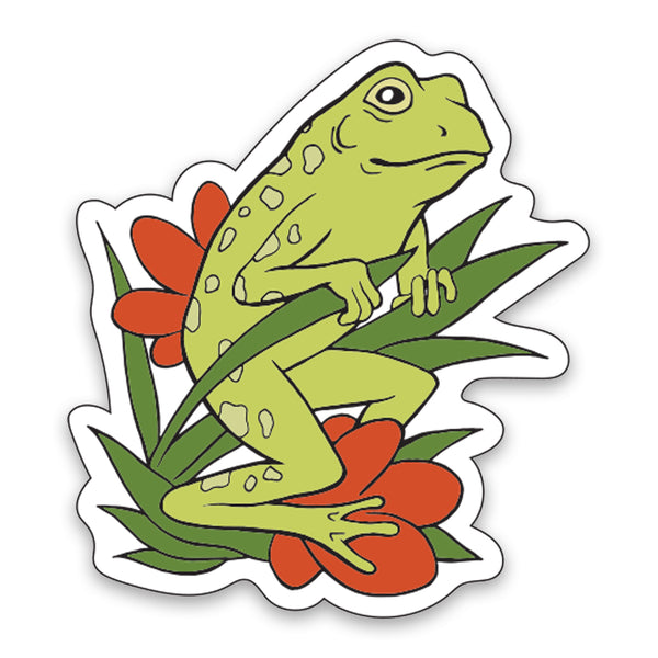 Frog in Flowers Sticker