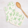 Herb Print oven Mitt and Potholder
