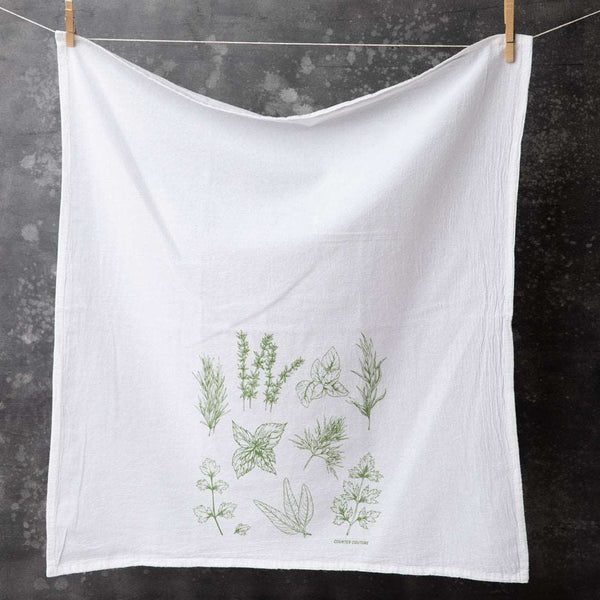 Herb Flour Sack Tea Towel - Dish Towel - Hand Towel - Counter Couture
