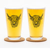 Charming Highland Cow Pint Glass by Counter Couture - 16 OZ, a durable and stylish dishwasher safe pint glass ideal for enjoying your favorite beers.