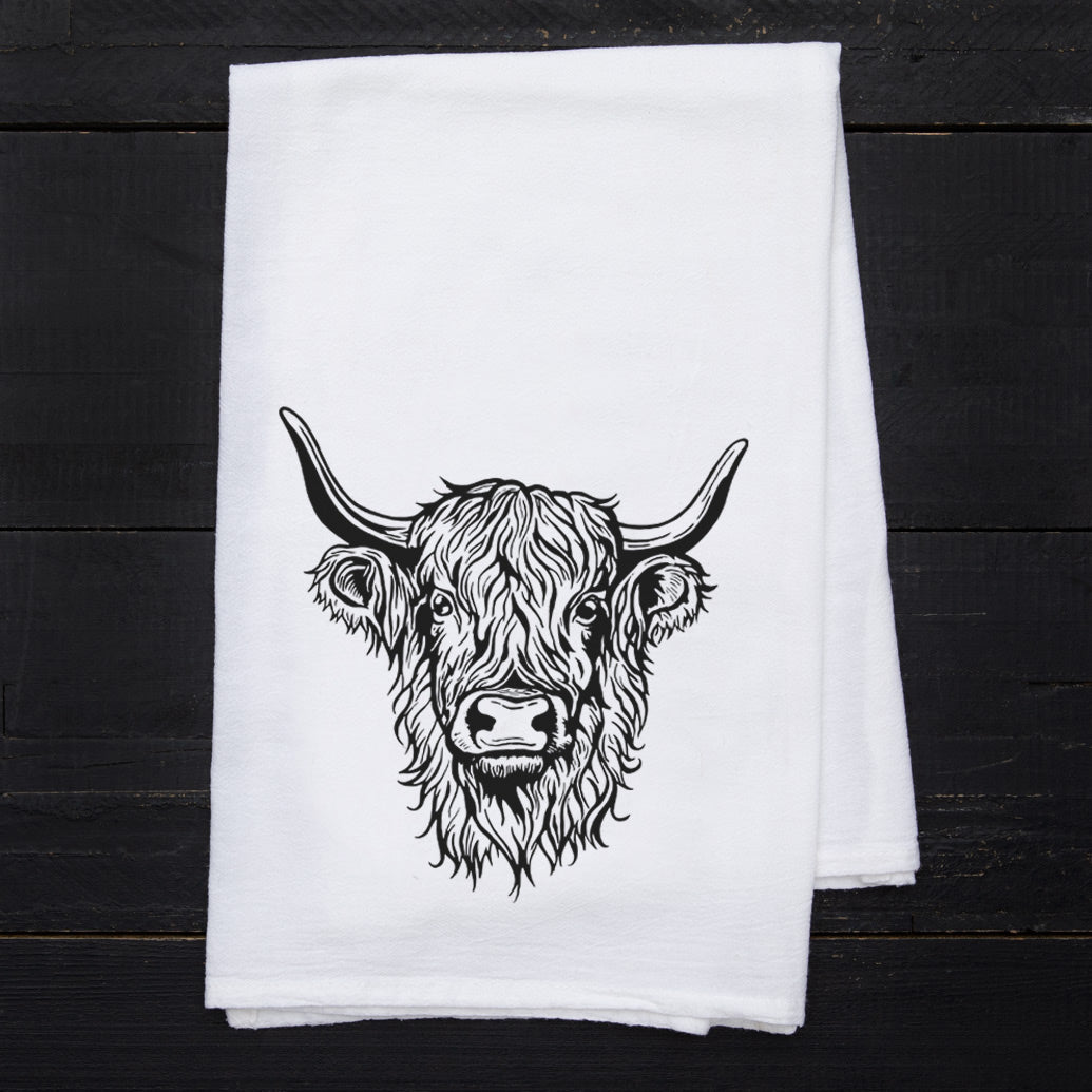 Highland Cow Flour Sack Towel - Eco-Friendly Cotton