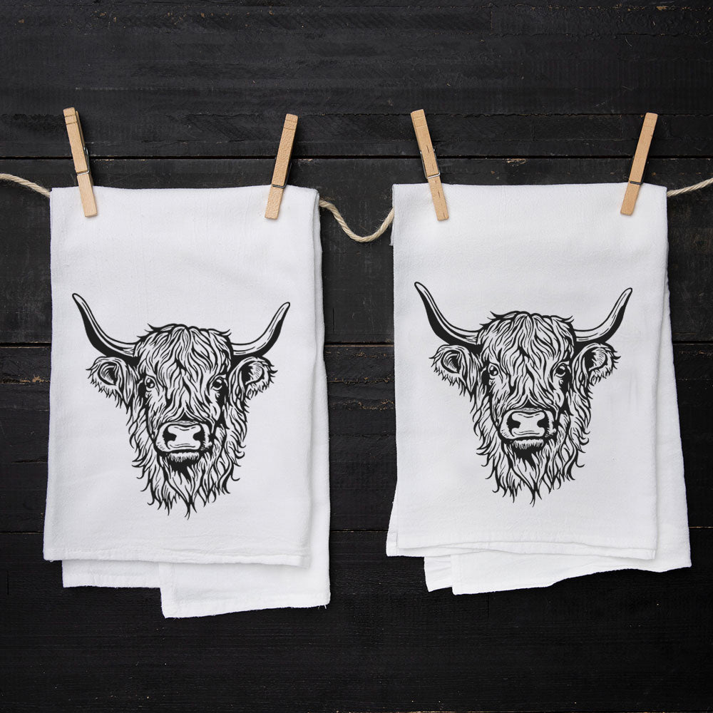 Highland Cow Flour Sack Towel - Eco-Friendly Cotton