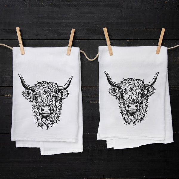 Highland Cow Flour Sack Towel - Eco-Friendly Cotton