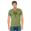 Joshua Tree Unisex T-shirt displayed in heather green color with dark brown screen print.