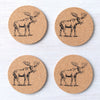 Moose Cork Coasters designed by Counter Couture, featuring a hand-drawn illustration, perfect for protecting your tabletop from hot or cold beverages.