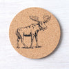 Stylish Moose Cork Coasters by Counter Couture, showcasing a unique hand-printed design, ideal for housewarming gifts and everyday use.