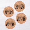 Mountains Cork Coaster featuring a hand-drawn illustration perfect for protecting tabletops from hot or cold beverages.