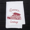 Season's Greetings Woodie Wagon Flour Sack Towel