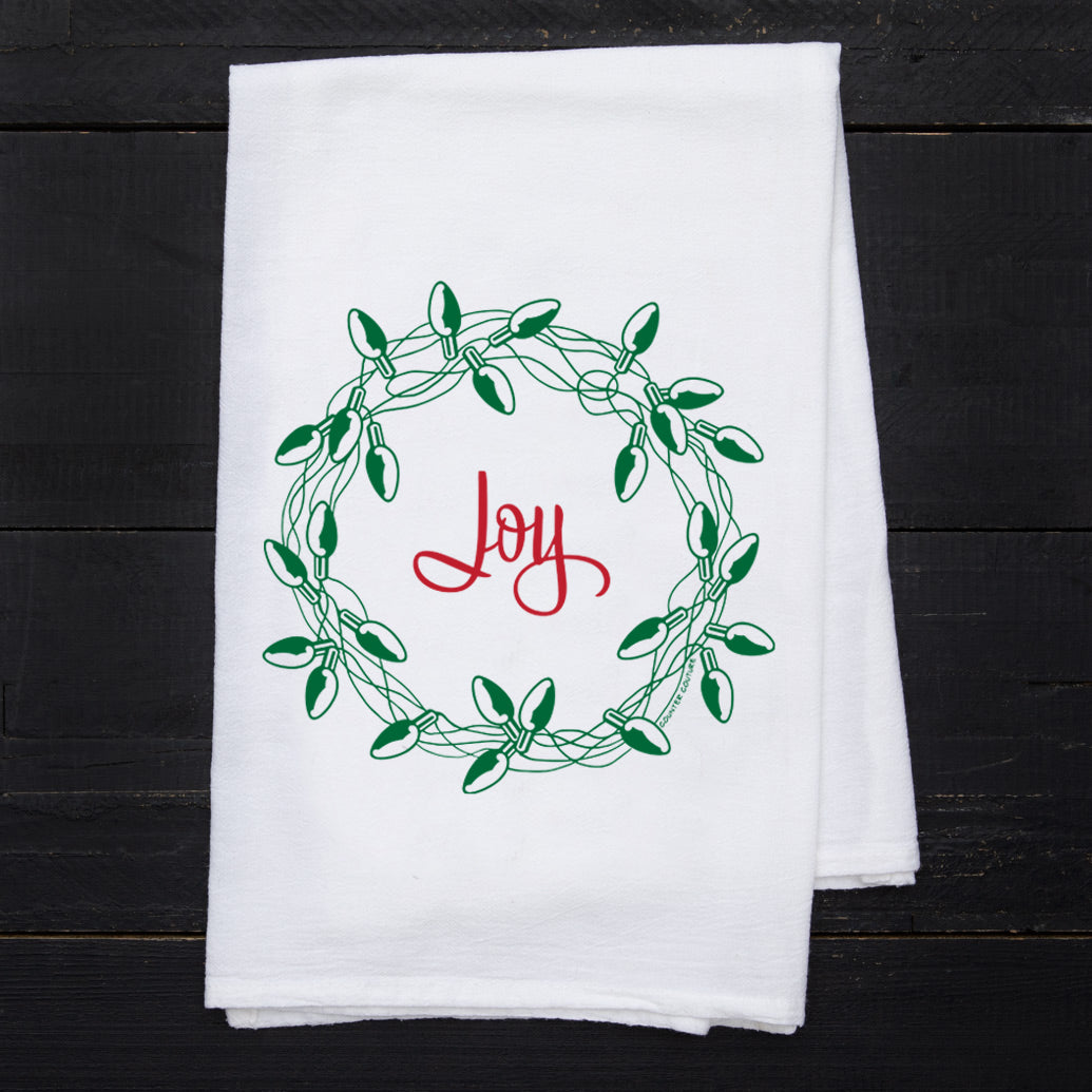 Set of Two Christmas Tea Towels: Santa and Wreath