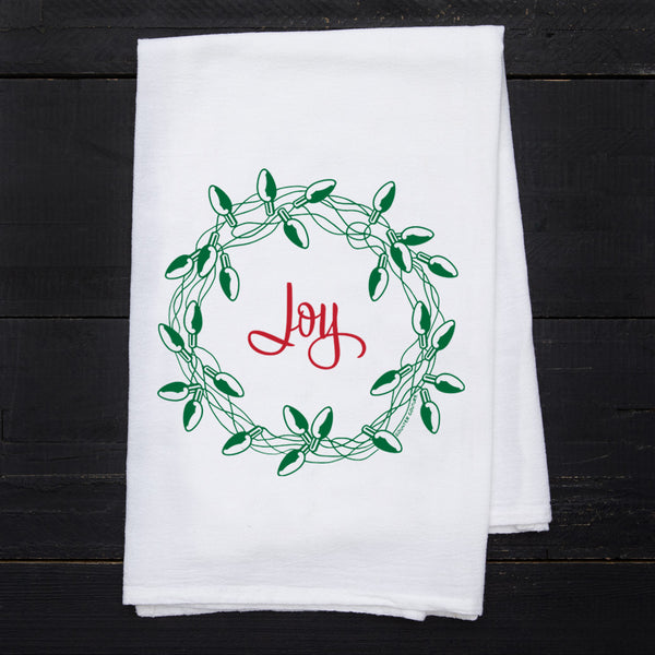 Set of Two Christmas Tea Towels: Santa and Wreath