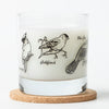 The elegant Birds Rocks Glass by Counter Couture showcases a design of assorted North American birds, ideal for serving whiskey or cocktails.