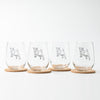 Group of Baby Goat Stemless Wine Glasses ready for a party, a must-have for casual gatherings.