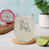 Stylish Baby Goat Stemless Wine Glass featuring a cute goat design, perfect for wine lovers.
