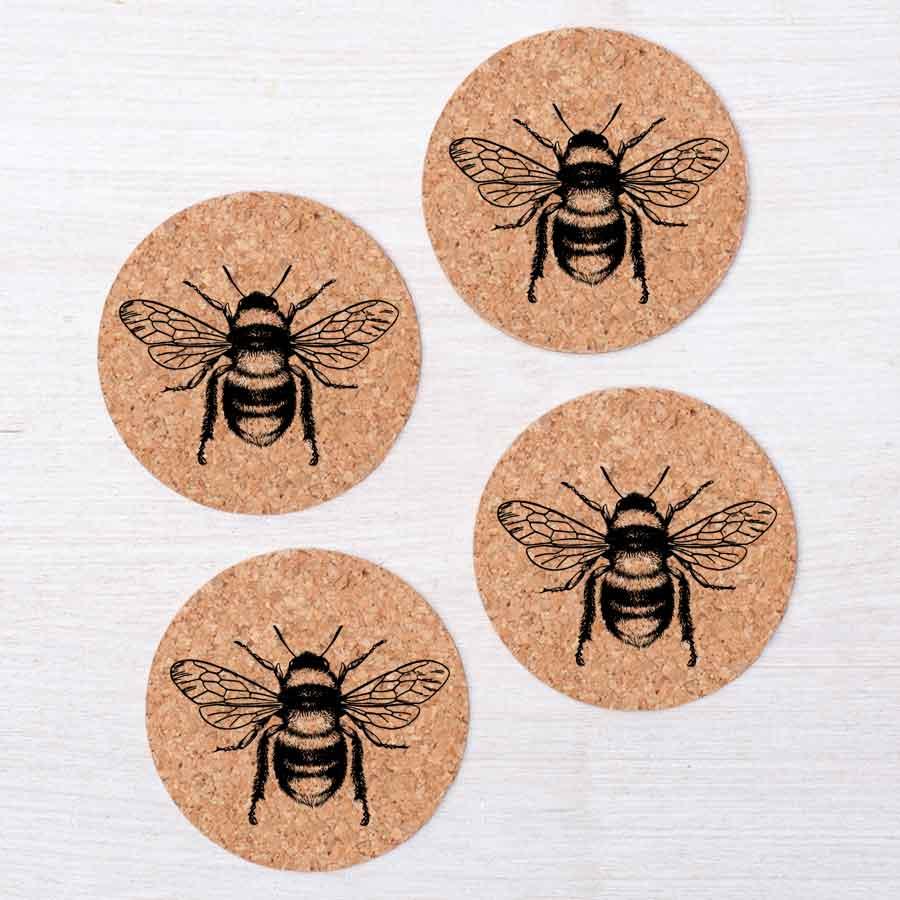 Bee Cork Coasters-Counter Couture