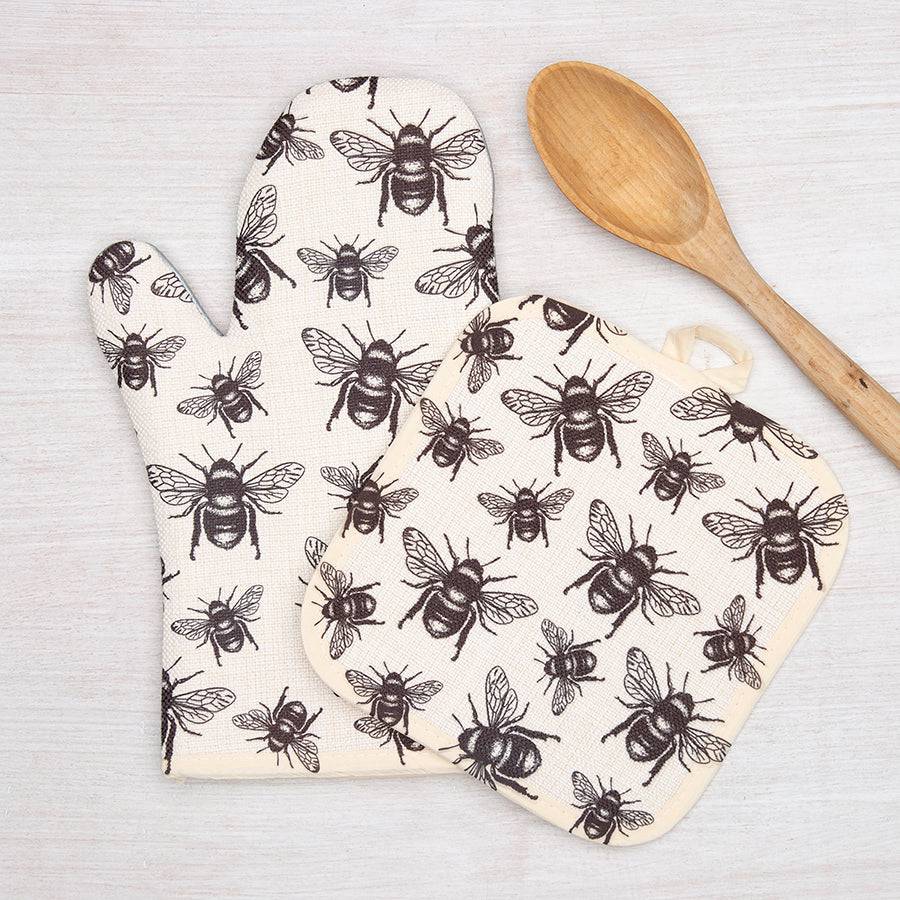 Bee Oven Mitt + Potholder - Counter Couture