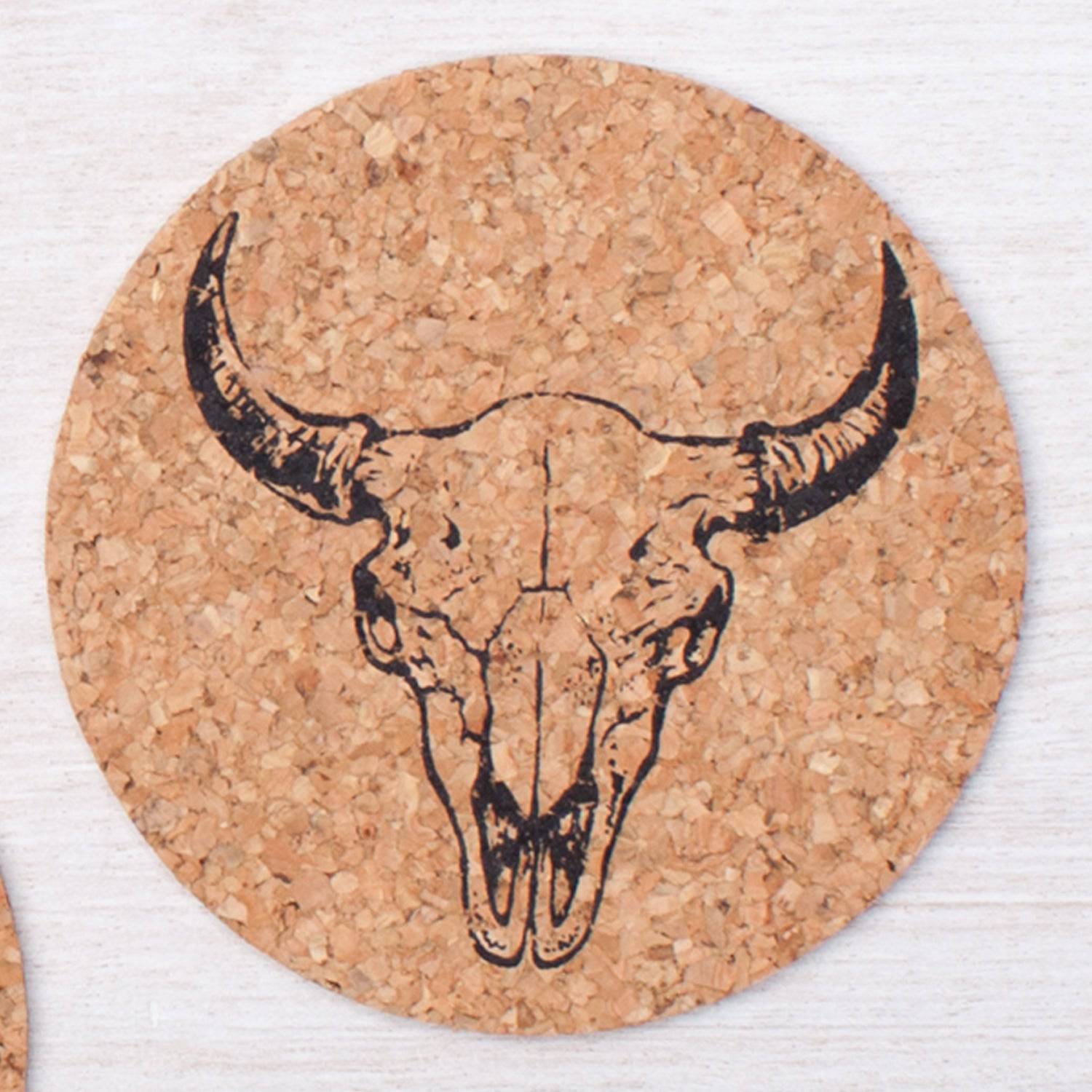 Buffalo Skull Cork Coaster-Counter Couture