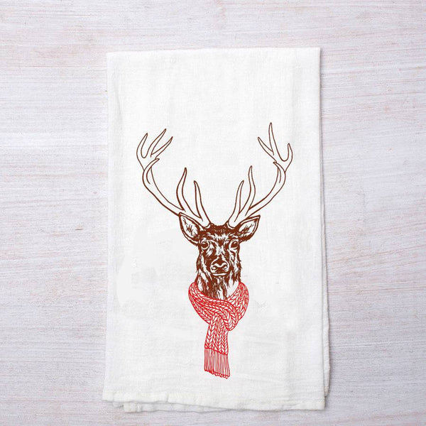 Deer Holiday Flour Sack Towel-Tea Towel-Counter Couture