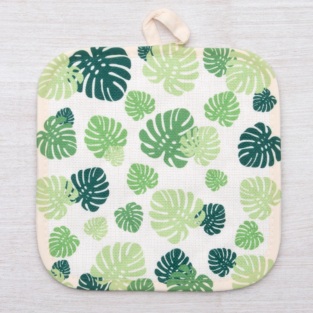 Monstera Oven Mitt + Potholder Set - Heat-Resistant, Stylish Kitchen Accessory, Perfect for Gifts