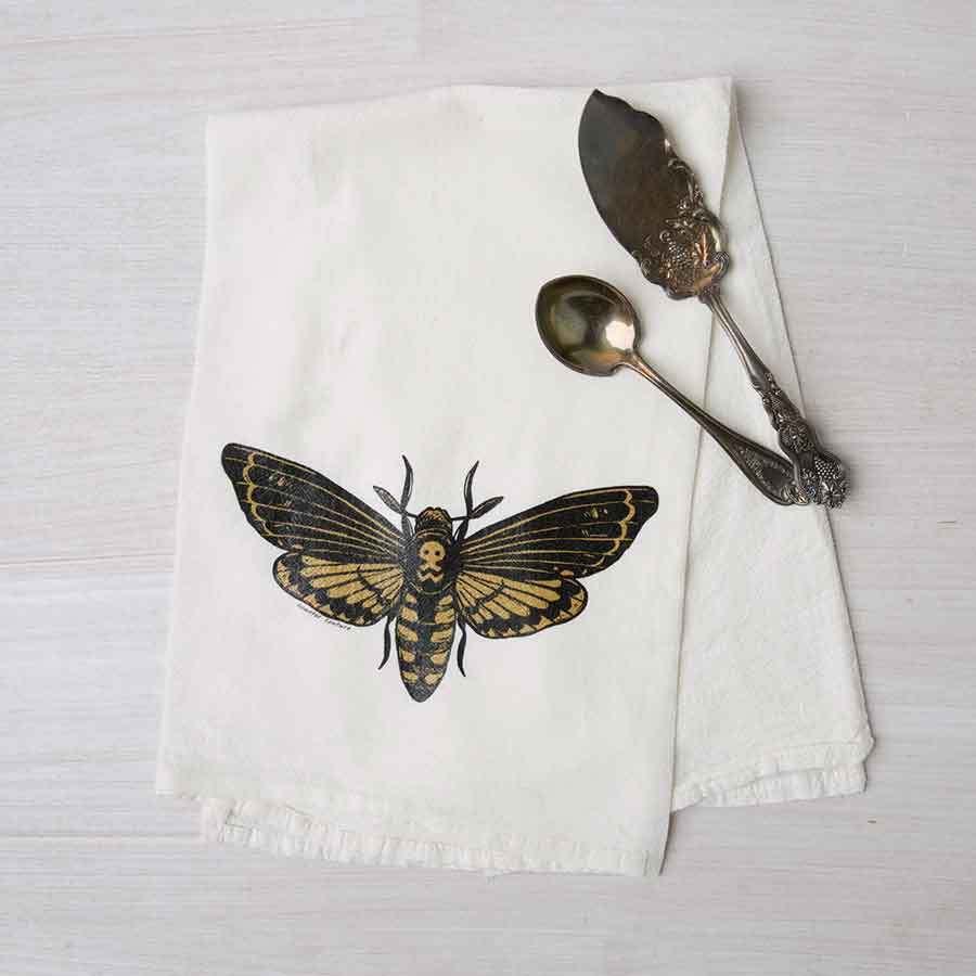 Moth Flour Sack Towel - Home Decor - Kitchen Towel - Counter Couture