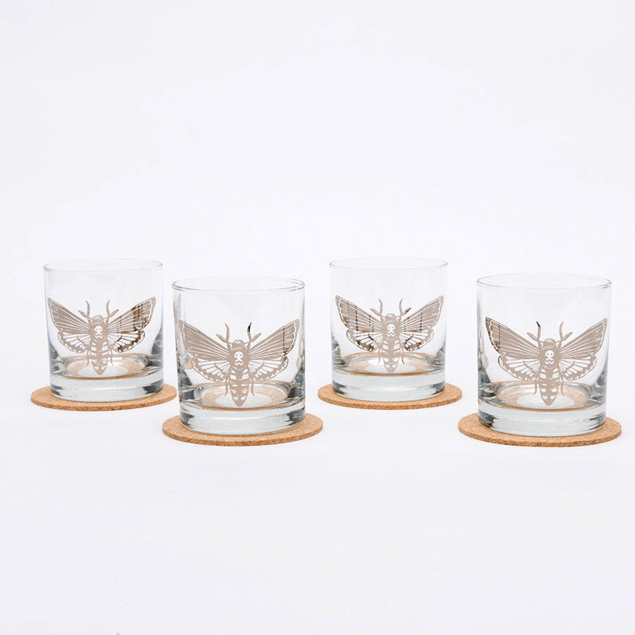 Moth Whiskey Glasses Gift Set of 4-Counter Couture