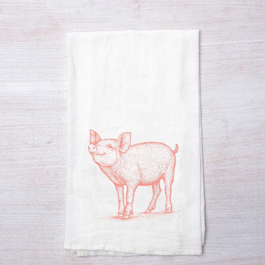 Pig Cottagecore Printed Towel - Housewarming Gift - Flour Sack Towel - Counter Couture