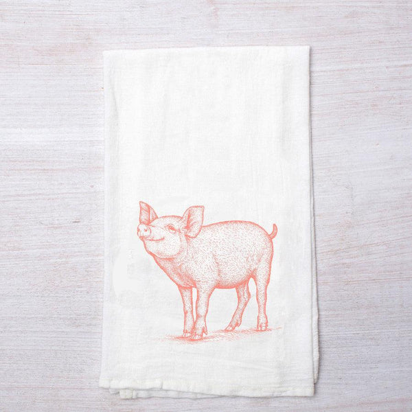 Pig Cottagecore Printed Towel - Housewarming Gift - Flour Sack Towel - Counter Couture