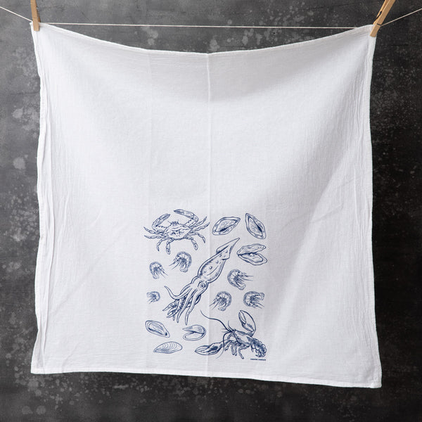 Seafood Flour Sack Towel - Hand Towel - Dish Towel - Home Decor - Counter Couture