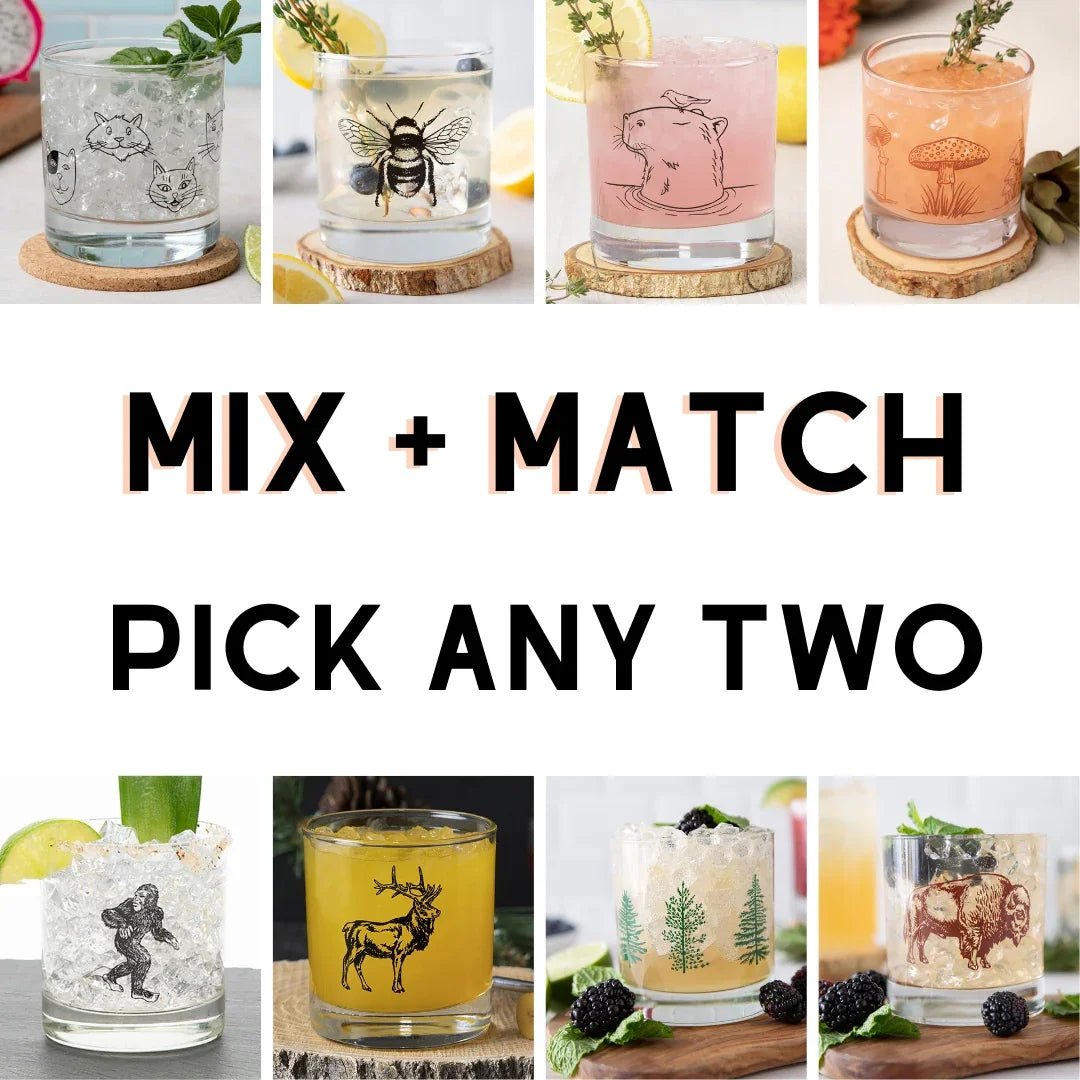 Mix and Match Rocks Set of 2 - 11oz Rocks Glasses - Counter Couture