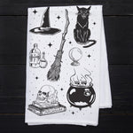 Spooky Halloween Flour Sack Towel hand-illustrated flour sack tea towel by Counter Couture, screen printed in USA