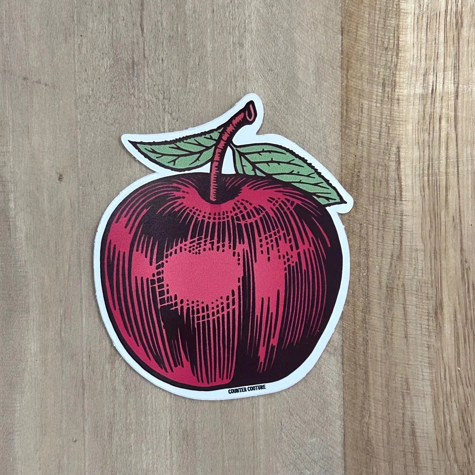 3.5" Apple Water Bottle Sticker - Weatherproof & Scratch Proof Vinyl for All Surfaces - Counter Couture