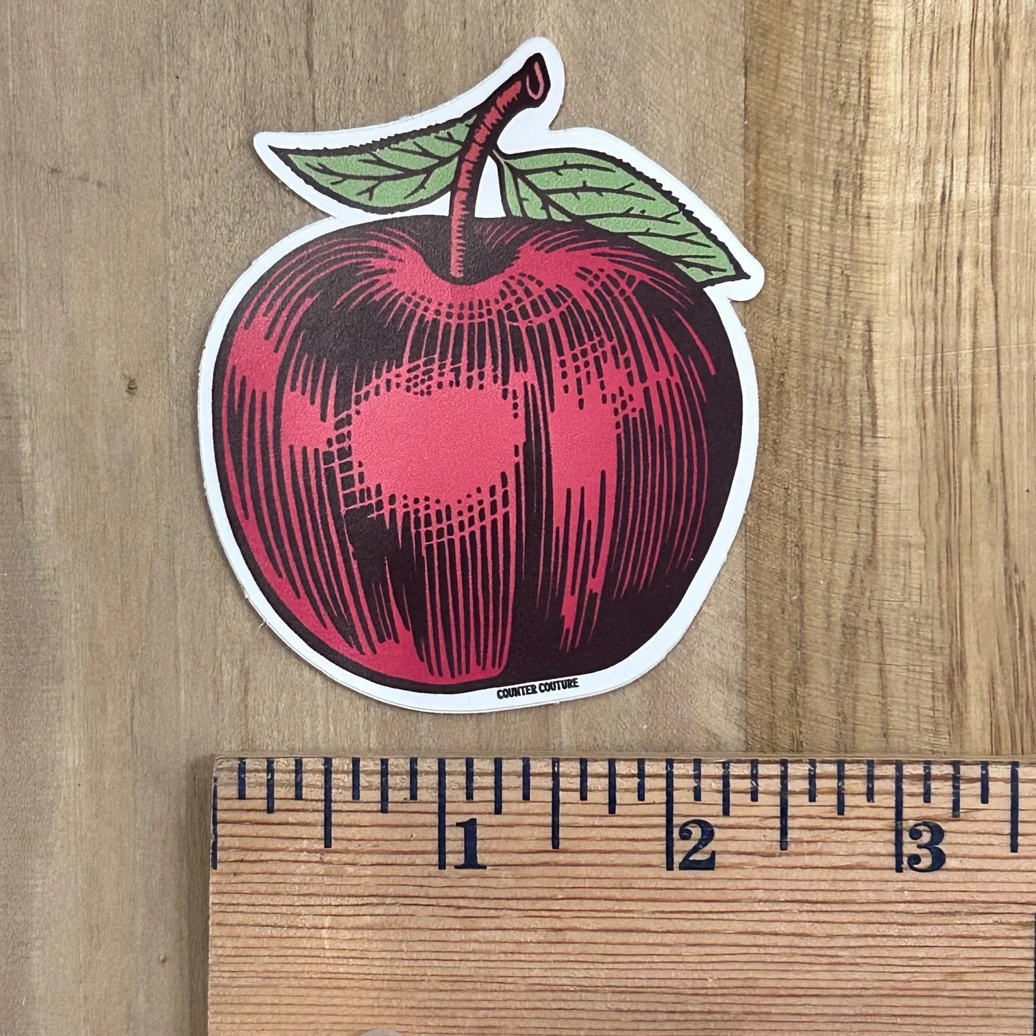 3.5" Apple Water Bottle Sticker - Weatherproof & Scratch Proof Vinyl for All Surfaces - Counter Couture