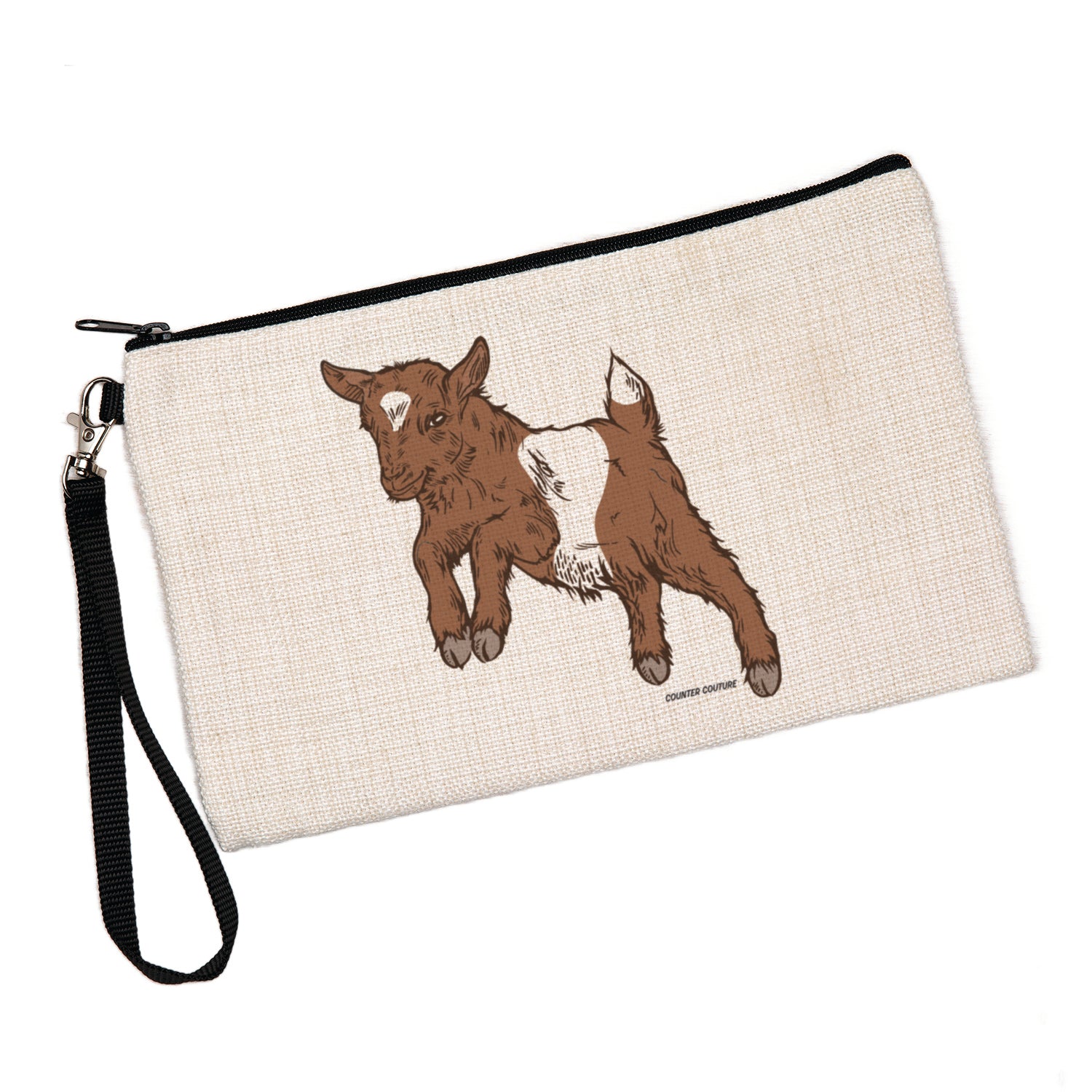 Stylish Baby Goat Zipper Pouch in large size from Counter Couture, an ideal cute coin purse.