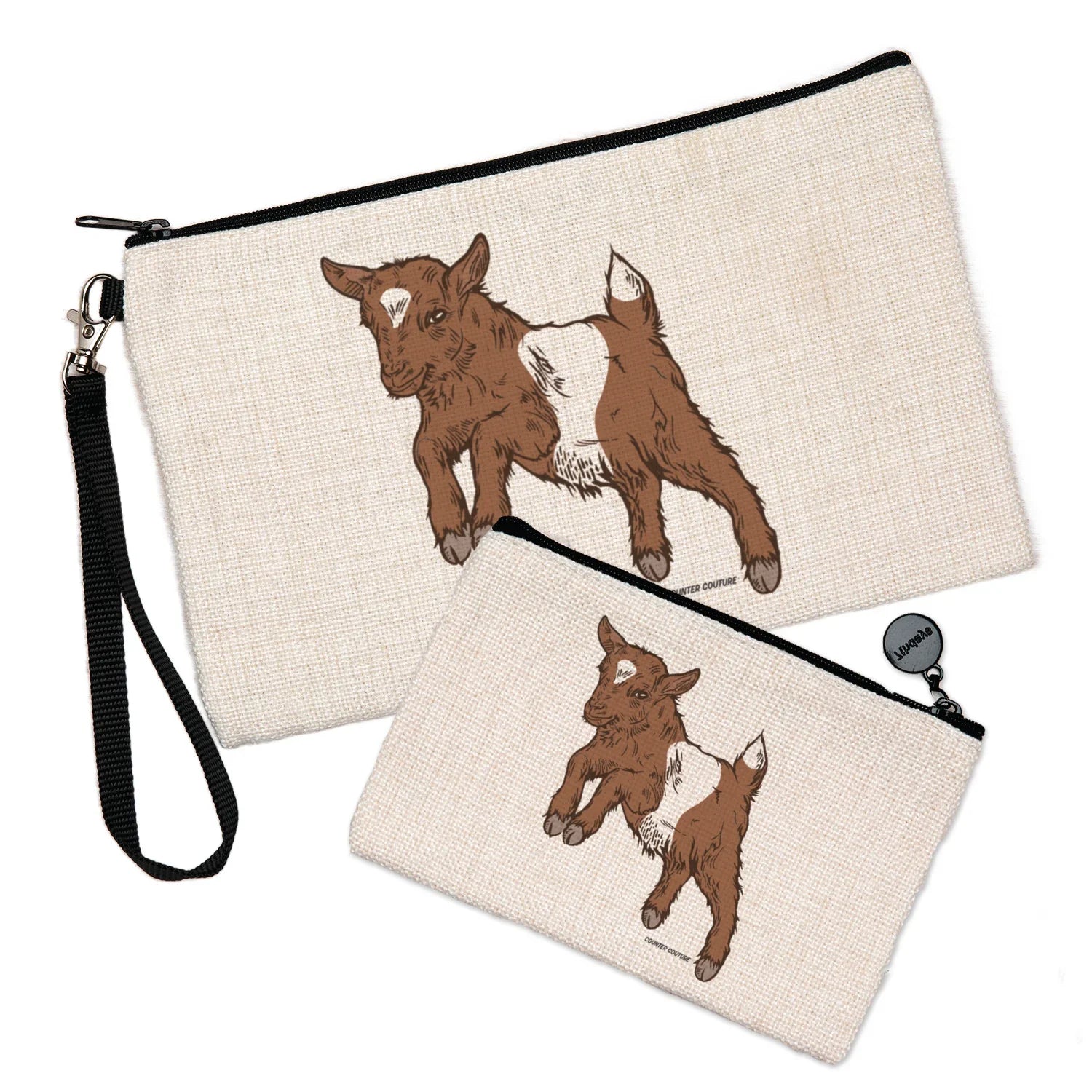 Cute Coin Purse - Baby Goat Zipper Pouch for Travel, Cosmetics & Organization, 2 Sizes - Counter Couture