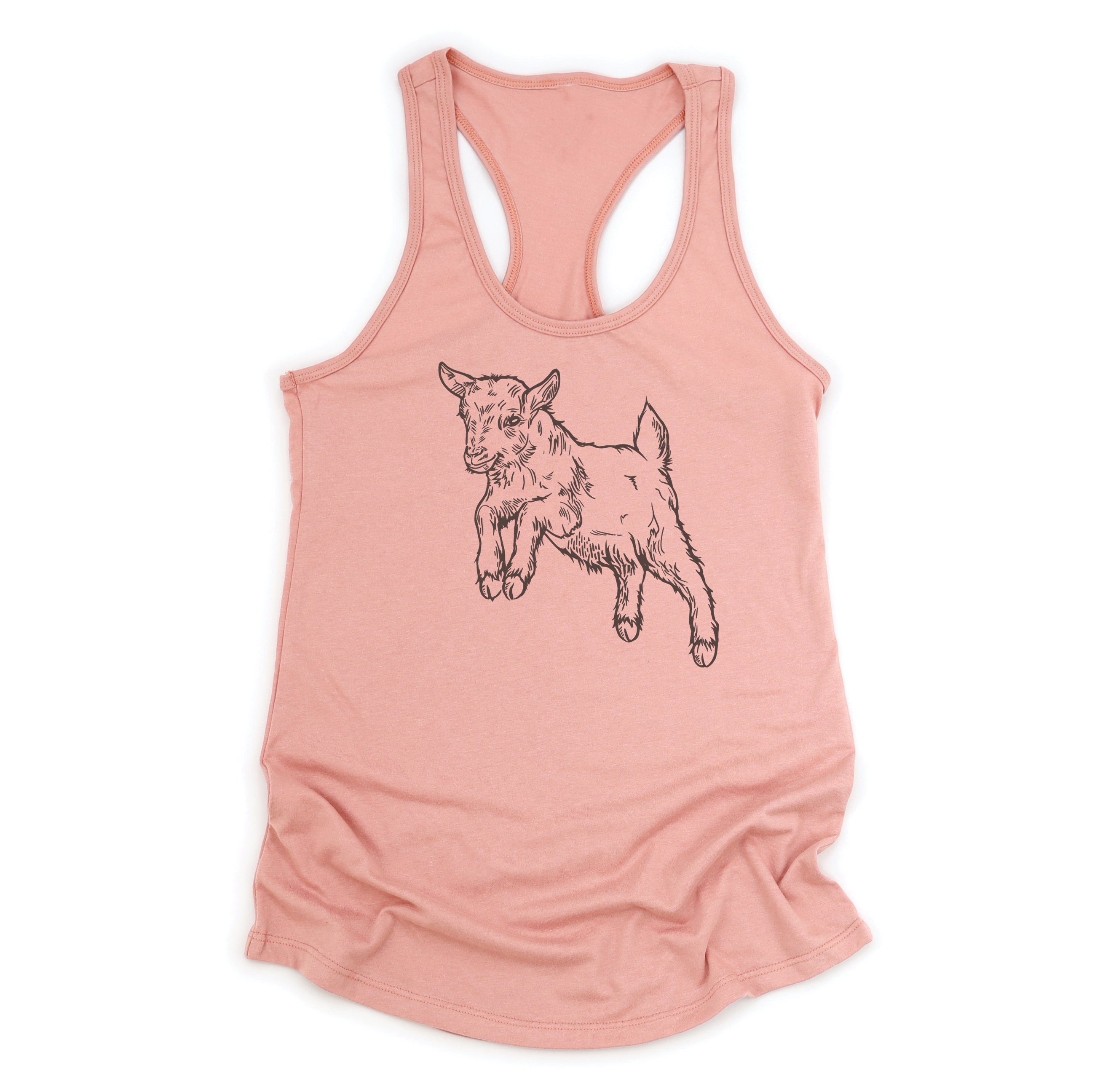 a women's tank top with a picture of a goat on it