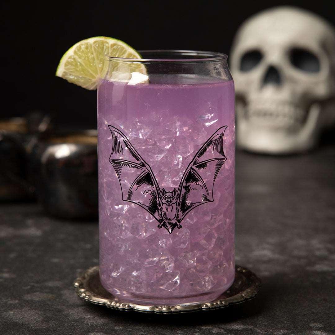 Bat Beer Can Glass - 16oz, Dishwasher Safe and Hand-Drawn - Counter Couture