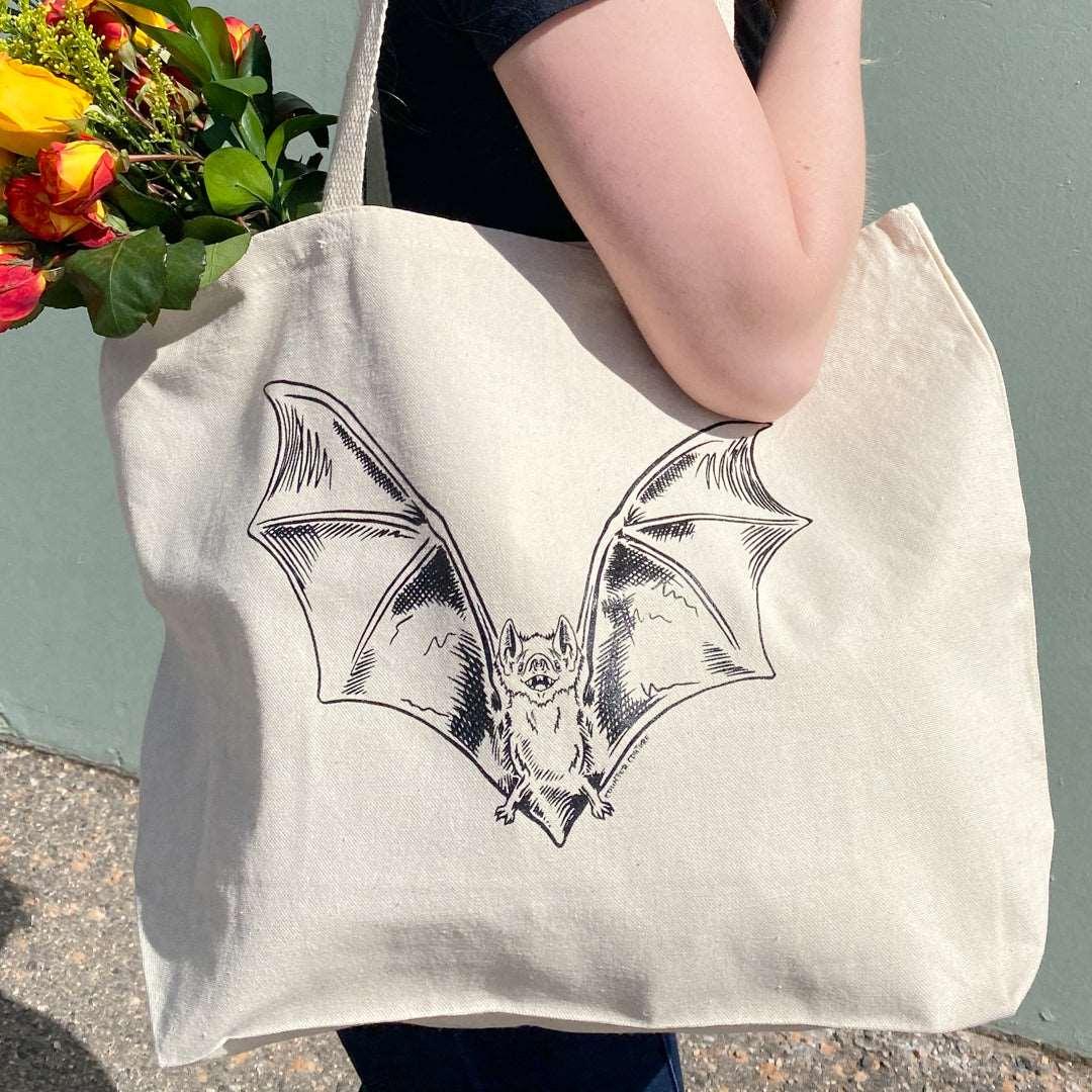 Bat Canvas Tote Bag - Reusable, Eco-Friendly, Shopping, Grocery, Gift, Market - Counter Couture