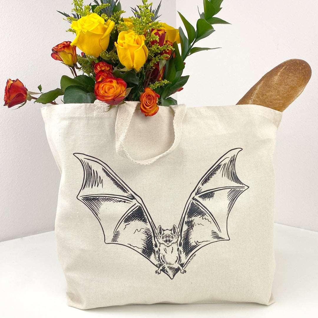 Bat Canvas Tote Bag - Reusable, Eco-Friendly, Shopping, Grocery, Gift, Market - Counter Couture