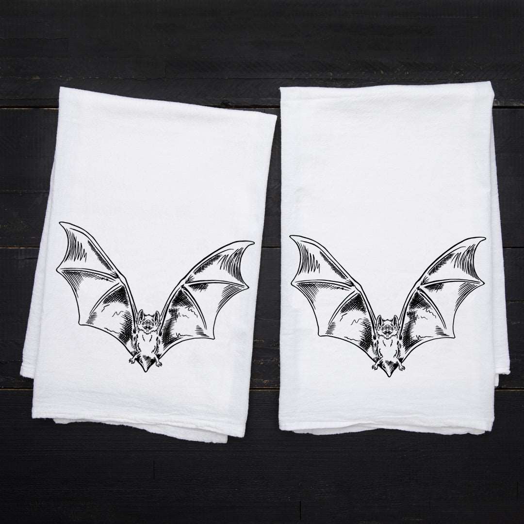 Bat Flour Sack Towel - Eco-friendly And Hand-Drawn Tea Towel - Counter Couture