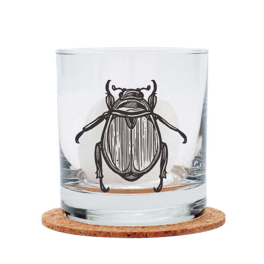 Scarab Beetle Rocks Glass - Black Print