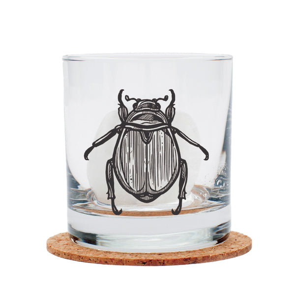 Scarab Beetle Rocks Glass - Black Print