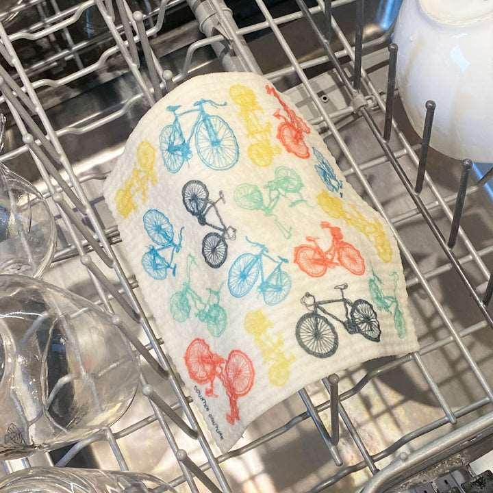 Bikes Swedish Dishcloth - Eco-Friendly & Biodegradable - Counter Couture