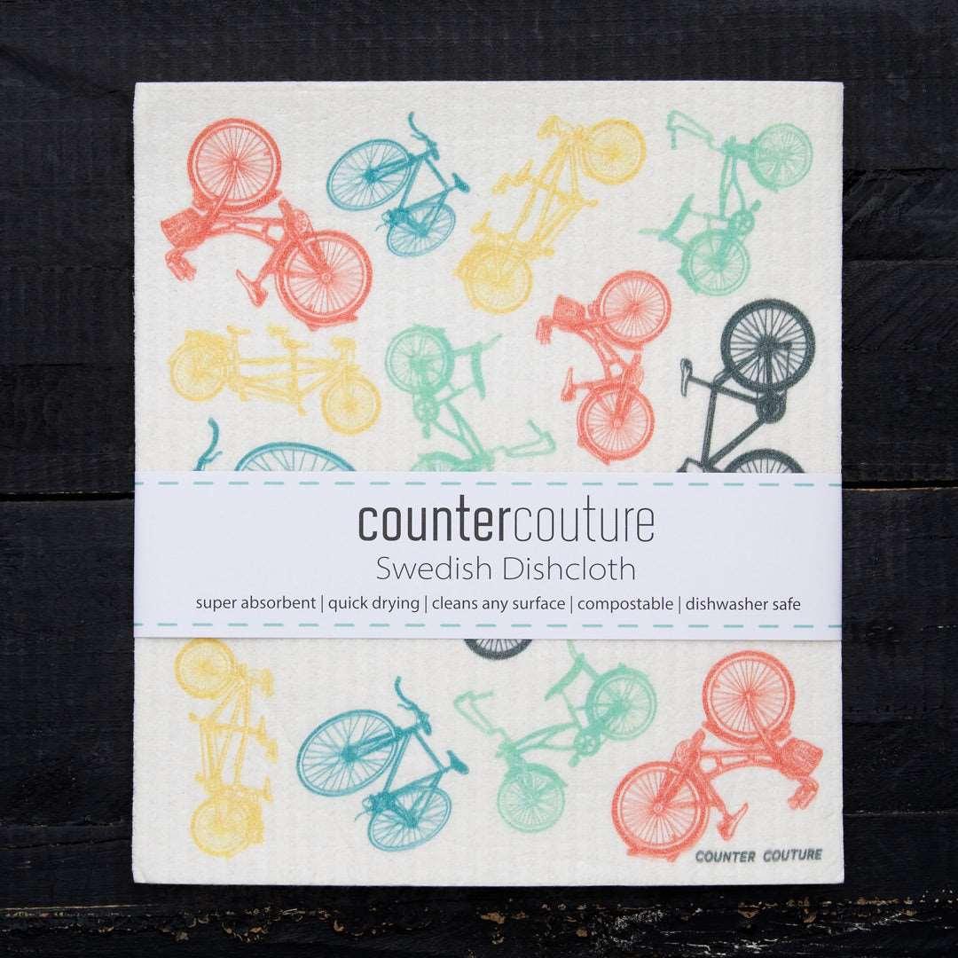 Bikes Swedish Dishcloth - Eco-Friendly & Biodegradable - Counter Couture