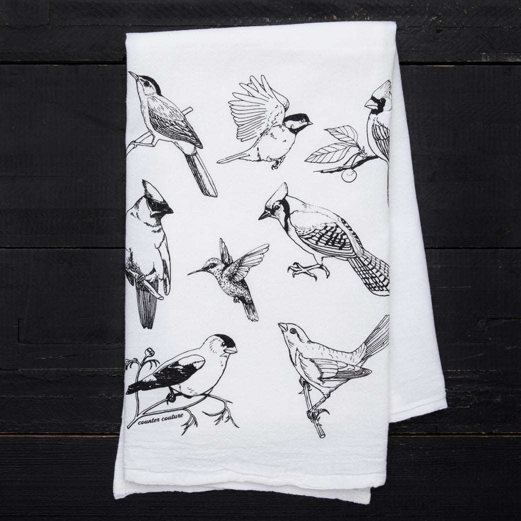 Bird Flour Sack Tea Towel - Home Decor - Cottagcore Kitchen - Counter Couture